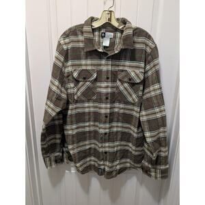 Lifted Research Group Mens Woven Brown Plaid Flannel Button Up Shirt Size XL